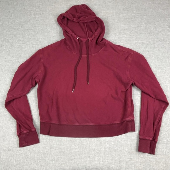James Perse Tops - James Perse Hoodie Womens 3 Red Pullover Terry Hooded Pockets Slim Raglan Sleeve